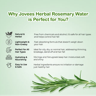 Jovees Herbal Rosemary Water Hair Growth Spray | Controls Hair Fall | Increases Hair Density | Fights Dandruff | Lightweight & Non-Greasy | For Men & Women