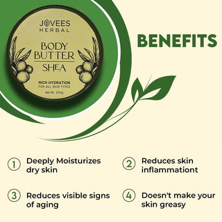 Jovees Shea Body Butter for Dry & Rough Skin | Deep Nourishment, Non-Sticky (200GM)
