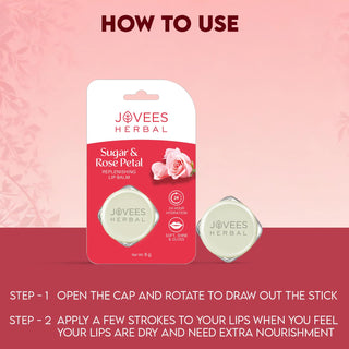 Jovees Sugar & Rose Petal Replenishing Lip Balm | Repairs Chapped Lips