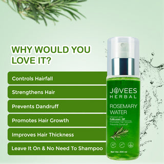 Jovees Herbal Rosemary Water Hair Growth Spray | Controls Hair Fall | Increases Hair Density | Fights Dandruff | Lightweight & Non-Greasy | For Men & Women