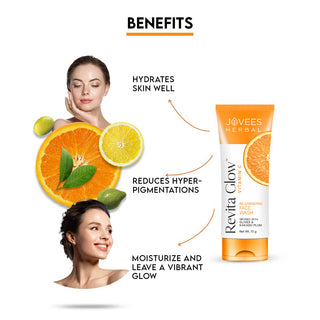 Jovees Revita Glow Vitamin C Face Wash With Olives & Kakadu Plum For Hyperpigmentation and Uneven Skin Tone 75G