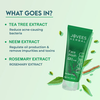 Jovees Neem Face Wash With Tea Tree Extracts | Oily & Acne Prone Skin